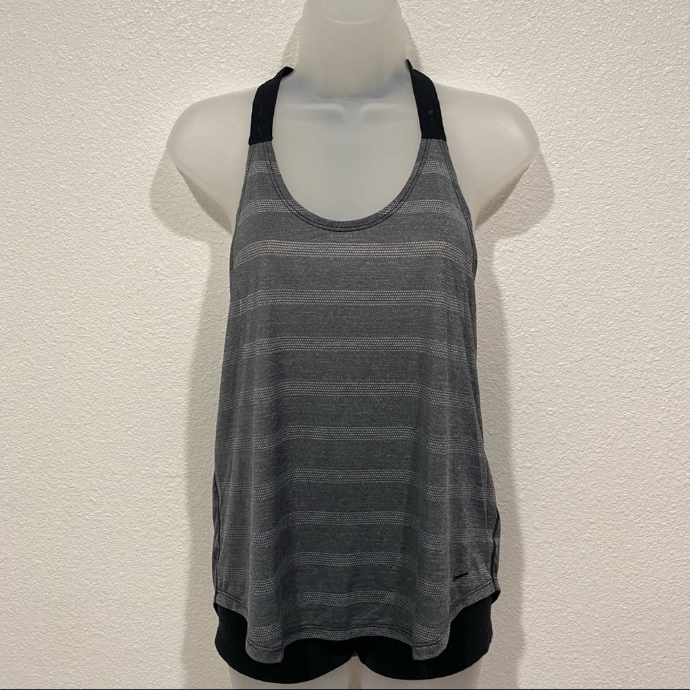 nike grey dri fit workout athletic yoga gym racerback muscle tank top athleisure